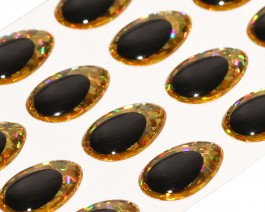 3D Epoxy Teardrop Eyes, Holographic Gold, 12 mm